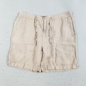 Bugatchi Shorts Mens 2XL Beige Linen Drawstring Casual Lightweight Summer